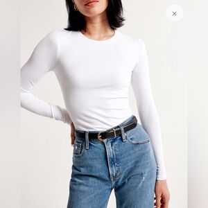 Long-Sleeve Cotton-Blend Seamless Fabric Cropped Tee